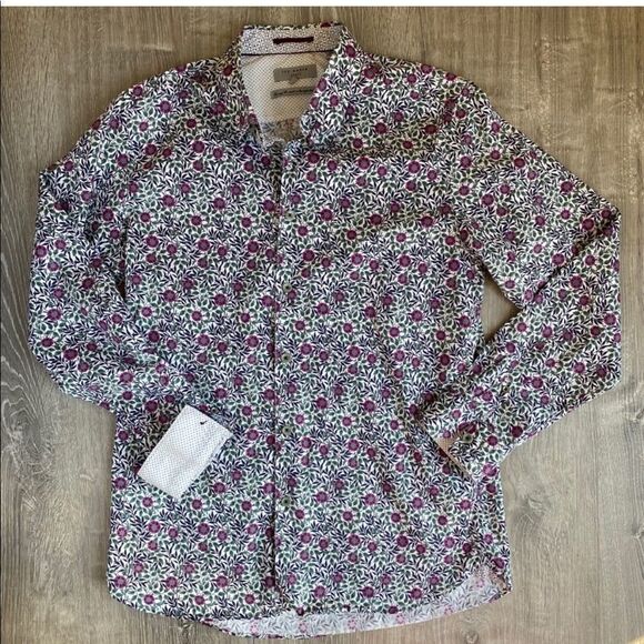💐Ted Baker Button Down Blouse Purple Floral Ted Size 4/US 10 - Picture 5 of 7